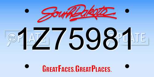 1Z75981 South Dakota License Plate