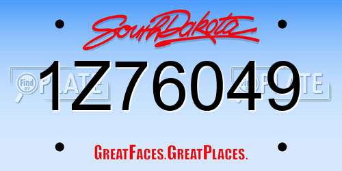 1Z76049 South Dakota License Plate