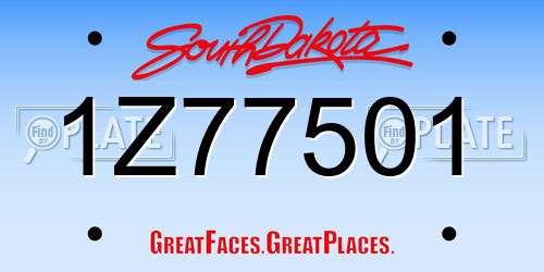 1Z77501 South Dakota License Plate