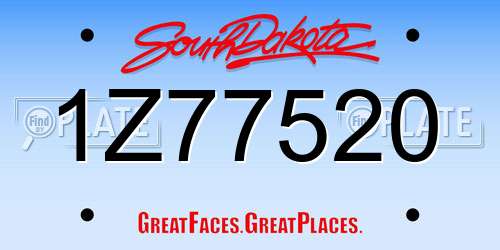 1Z77520 South Dakota License Plate