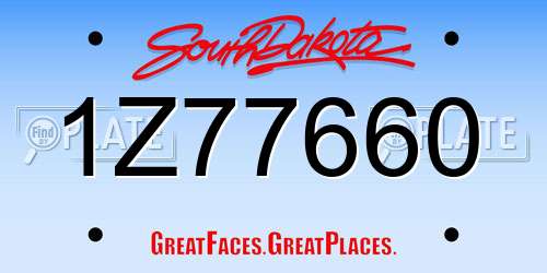 1Z77660 South Dakota License Plate