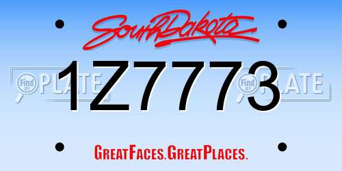 1Z7773 South Dakota License Plate