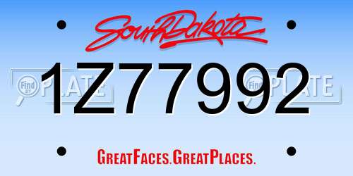 1Z77992 South Dakota License Plate