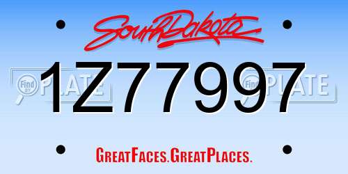 1Z77997 South Dakota License Plate