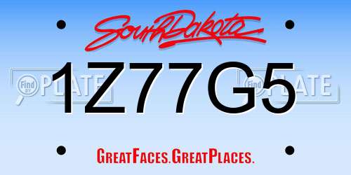 1Z77G5 South Dakota License Plate