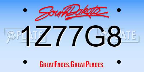 1Z77G8 South Dakota License Plate