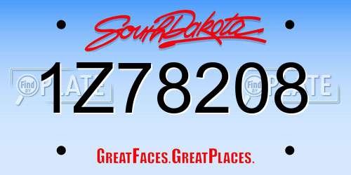 1Z78208 South Dakota License Plate