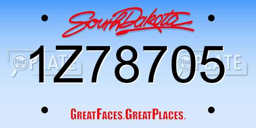 1Z78705 South Dakota License Plate