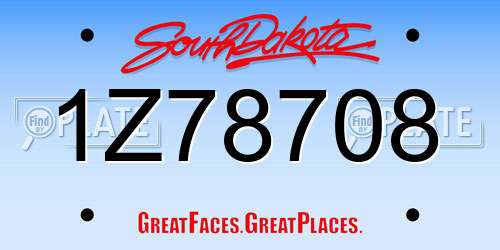 1Z78708 South Dakota License Plate