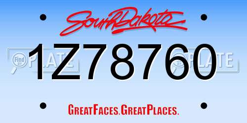 1Z78760 South Dakota License Plate