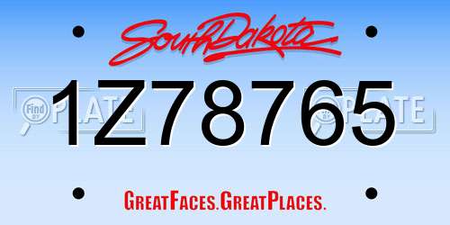 1Z78765 South Dakota License Plate