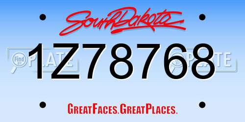 1Z78768 South Dakota License Plate