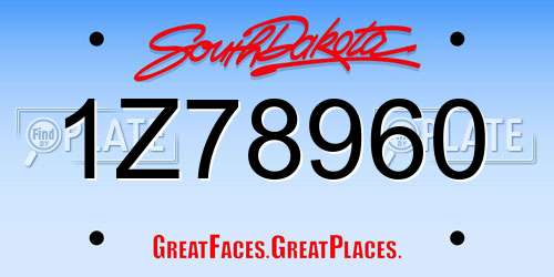 1Z78960 South Dakota License Plate