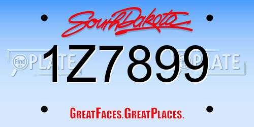 1Z7899 South Dakota License Plate