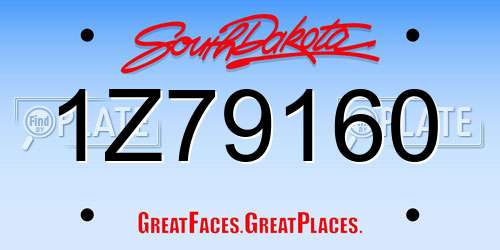 1Z79160 South Dakota License Plate
