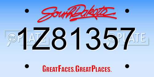 1Z81357 South Dakota License Plate