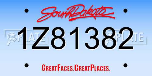 1Z81382 South Dakota License Plate