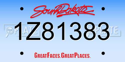 1Z81383 South Dakota License Plate