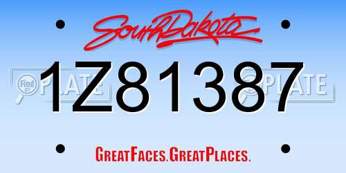 1Z81387 South Dakota License Plate