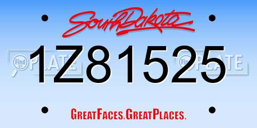 1Z81525 South Dakota License Plate