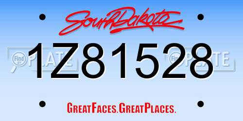 1Z81528 South Dakota License Plate