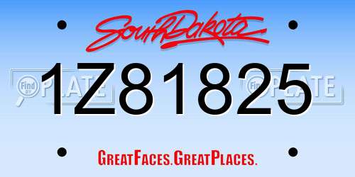 1Z81825 South Dakota License Plate