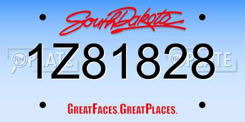 1Z81828 South Dakota License Plate