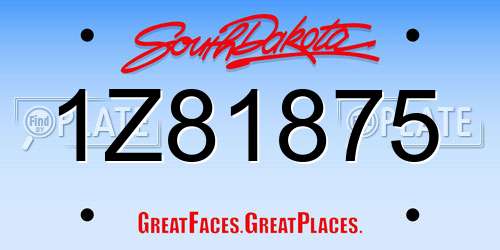 1Z81875 South Dakota License Plate