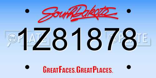 1Z81878 South Dakota License Plate