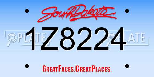 1Z8224 South Dakota License Plate