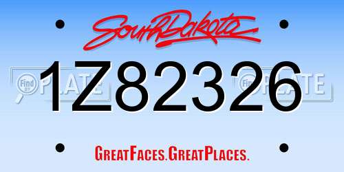 1Z82326 South Dakota License Plate