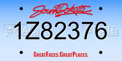 1Z82376 South Dakota License Plate