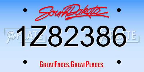1Z82386 South Dakota License Plate