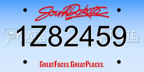 1Z82459 South Dakota License Plate