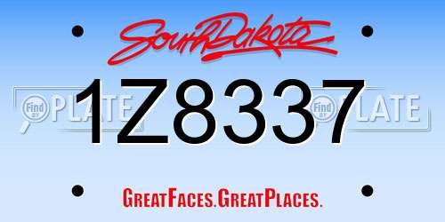 1Z8337 South Dakota License Plate
