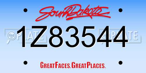 1Z83544 South Dakota License Plate