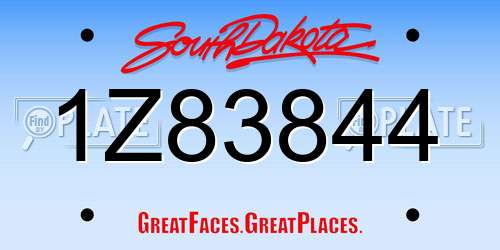1Z83844 South Dakota License Plate