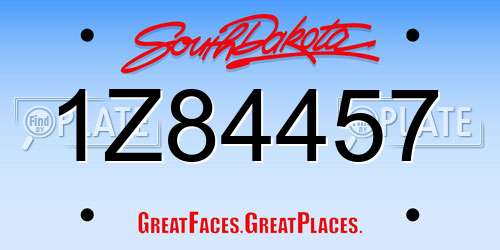 1Z84457 South Dakota License Plate