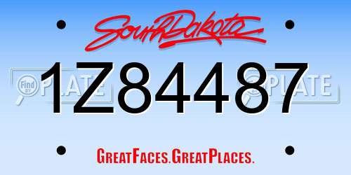 1Z84487 South Dakota License Plate