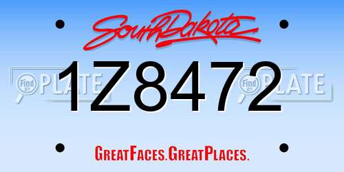 1Z8472 South Dakota License Plate