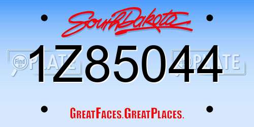 1Z85044 South Dakota License Plate