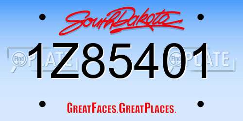 1Z85401 South Dakota License Plate