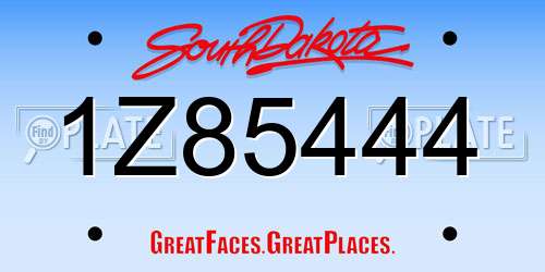 1Z85444 South Dakota License Plate