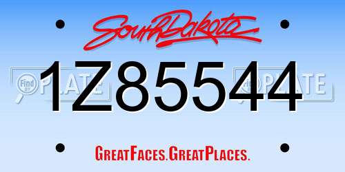 1Z85544 South Dakota License Plate