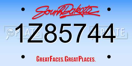 1Z85744 South Dakota License Plate