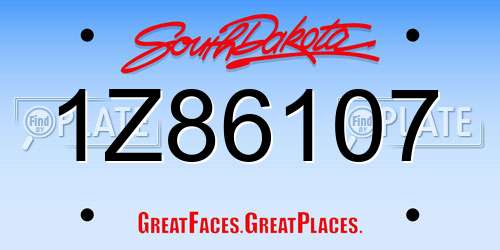 1Z86107 South Dakota License Plate