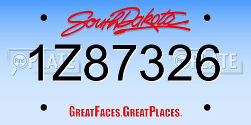1Z87326 South Dakota License Plate