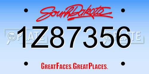 1Z87356 South Dakota License Plate
