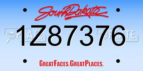 1Z87376 South Dakota License Plate