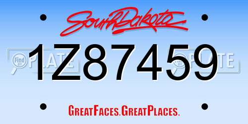 1Z87459 South Dakota License Plate